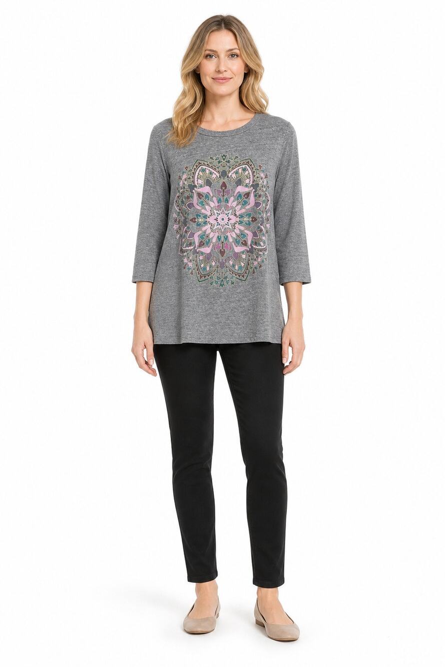Lucky brand boho peasant style 3/4 sleeve t shirt medium m